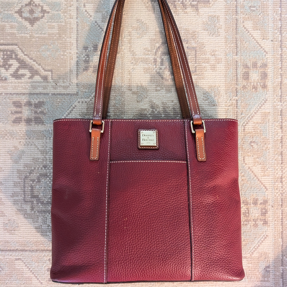 Dooney & Bourke Burgundy Leather Tote Bag